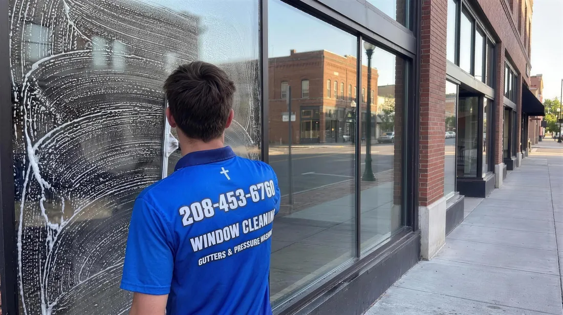 Commercial storefront window cleaning in Boise, Idaho