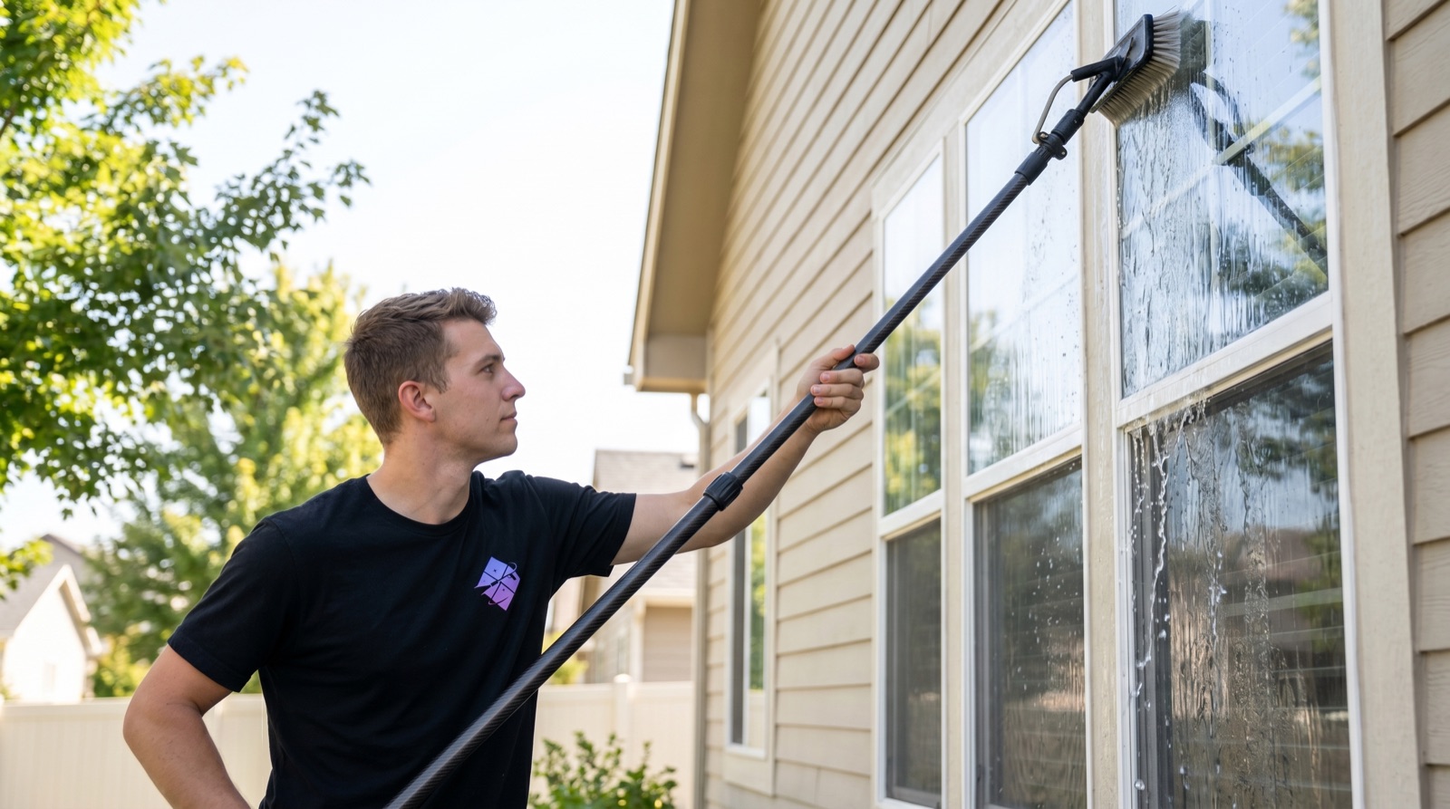 Exterior window cleaning in Boise, Idaho — pure-water RainShield clean by Reflekt