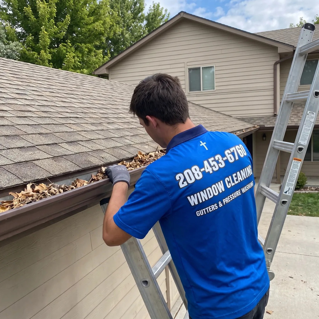 Reflekt technician inspecting a gutter run in Boise, Idaho
